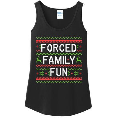 Family Forced Fun Funny Sarcastic Christmas Pajama Family  Ladies Essential Tank