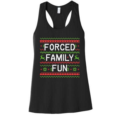 Family Forced Fun Funny Sarcastic Christmas Pajama Family  Women's Racerback Tank