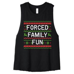 Family Forced Fun Funny Sarcastic Christmas Pajama Family  Women's Racerback Cropped Tank