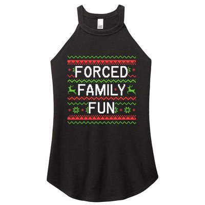 Family Forced Fun Funny Sarcastic Christmas Pajama Family  Women's Perfect Tri Rocker Tank