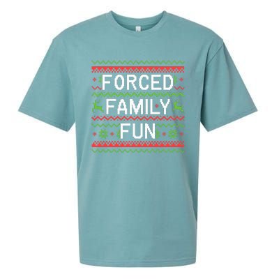 Family Forced Fun Funny Sarcastic Christmas Pajama Family  Sueded Cloud Jersey T-Shirt