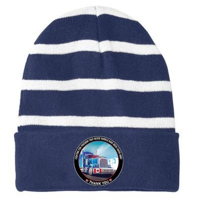 Fighting For Freedom Convoy 22 Candian Striped Beanie with Solid Band