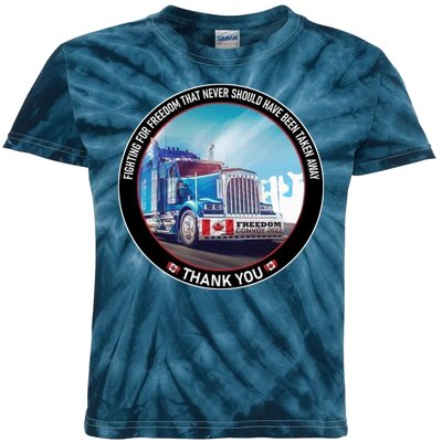 Fighting For Freedom Convoy 22 Candian Kids Tie-Dye T-Shirt