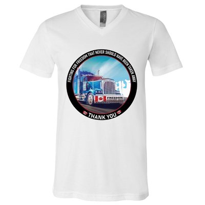 Fighting For Freedom Convoy 22 Candian V-Neck T-Shirt