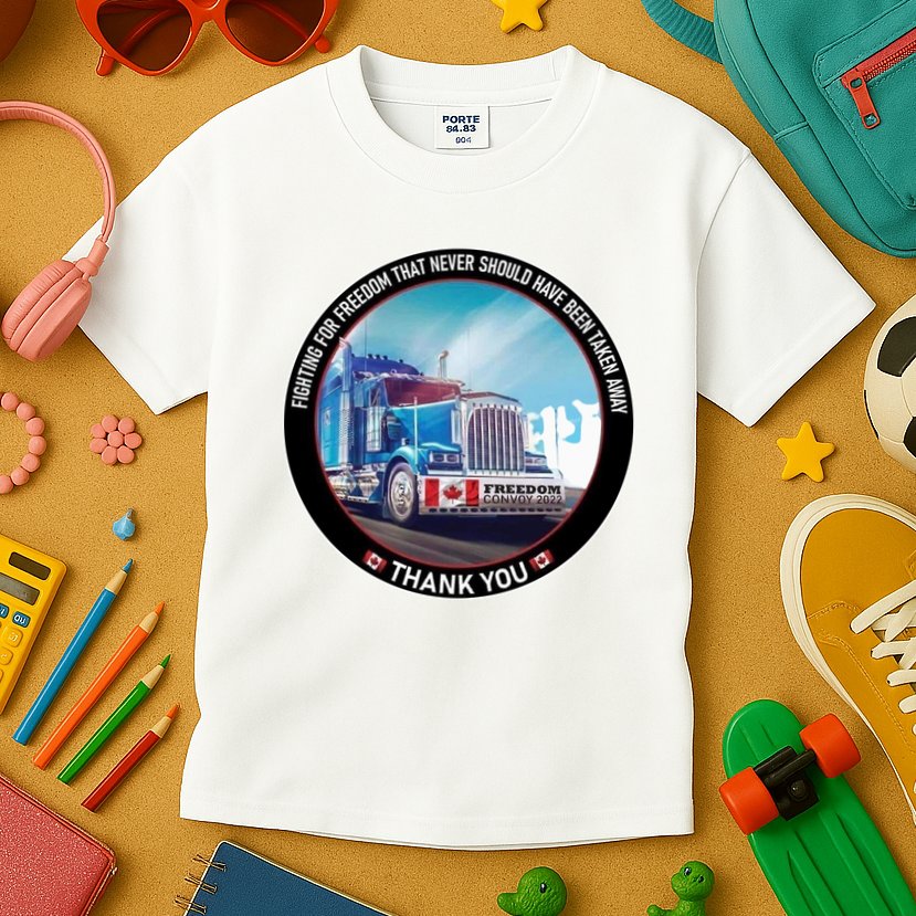 Fighting For Freedom Convoy 22 Candian Kids T-Shirt