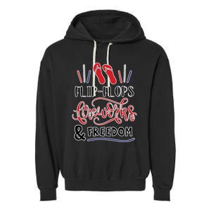 Flip Flops Fireworks & Freedom Outfit Tee Patriotic Garment-Dyed Fleece Hoodie