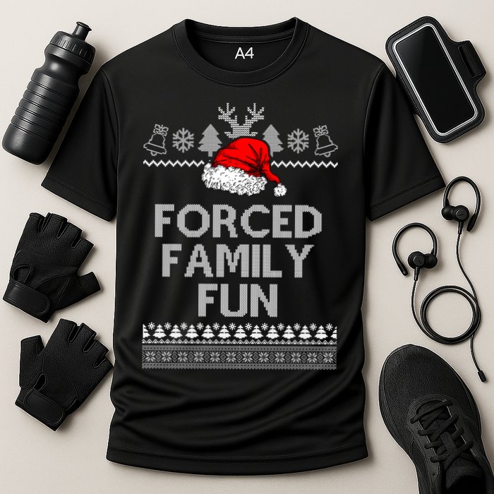 Forced Family Fun Ugly Christmas Cooling Performance Crew T-Shirt