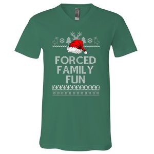 Forced Family Fun Ugly Christmas V-Neck T-Shirt