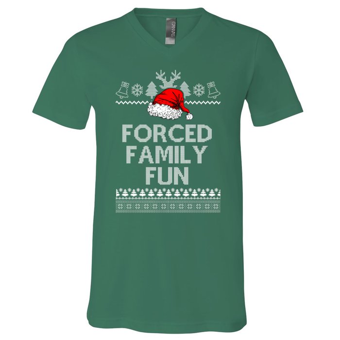 Forced Family Fun Ugly Christmas V-Neck T-Shirt