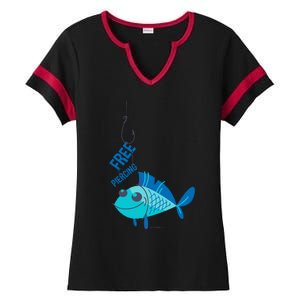 Funny Fish Free Piercing Ladies Halftime Notch Neck Tee