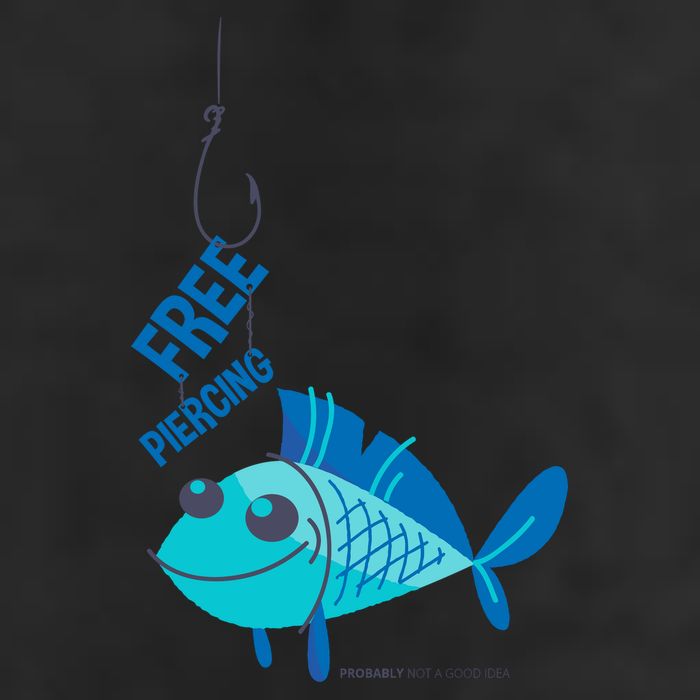 Funny Fish Free Piercing 7 Panel Mesh Trucker Snapback Hat
