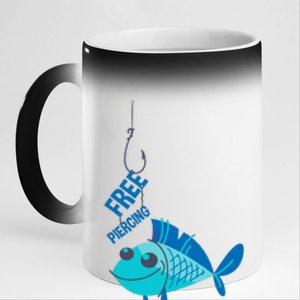 Funny Fish Free Piercing 11oz Black Color Changing Mug