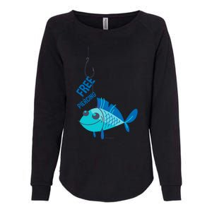 Funny Fish Free Piercing Womens California Wash Sweatshirt