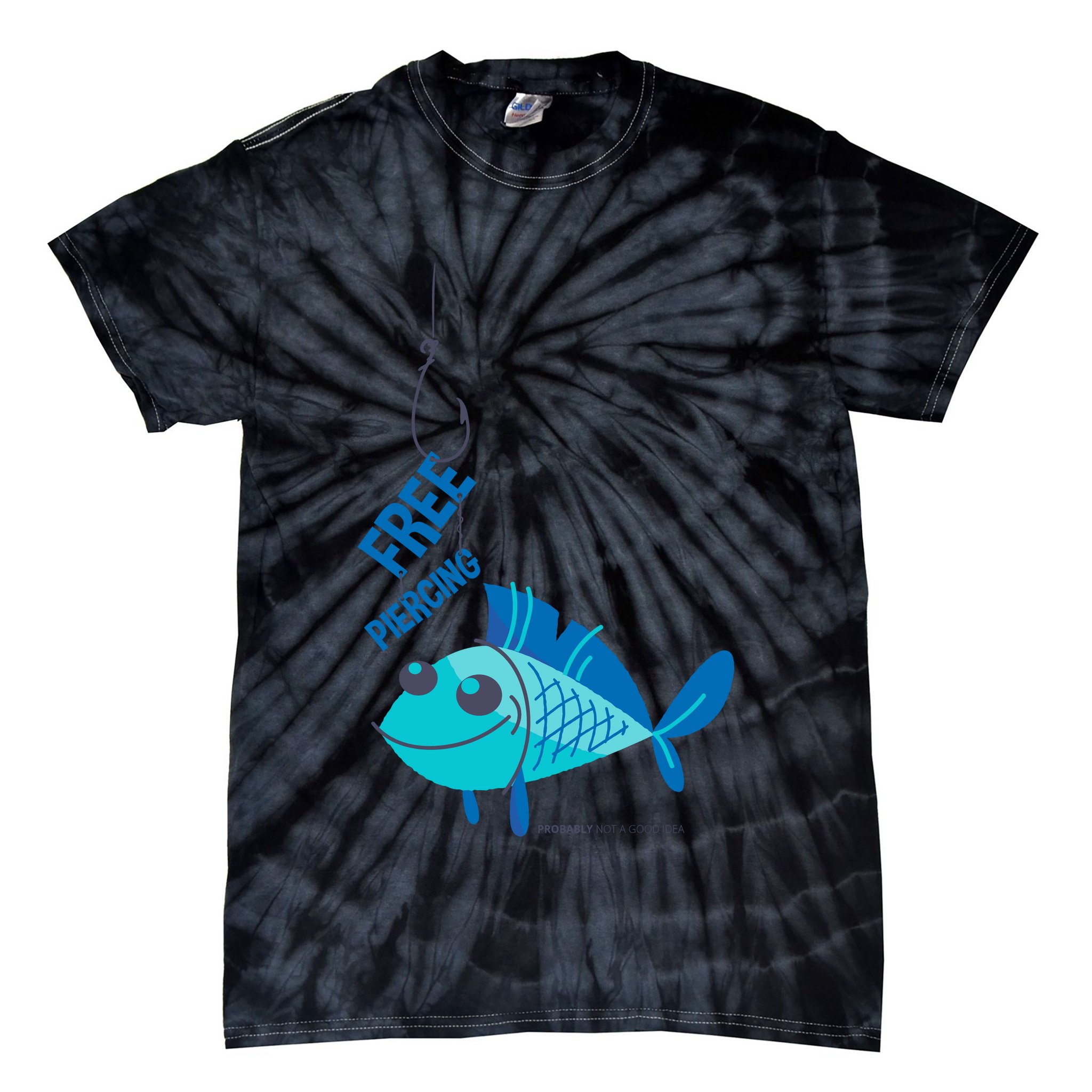 Funny Fish Free Piercing Tie-Dye T-Shirt