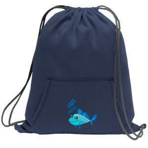 Funny Fish Free Piercing Sweatshirt Cinch Pack Bag