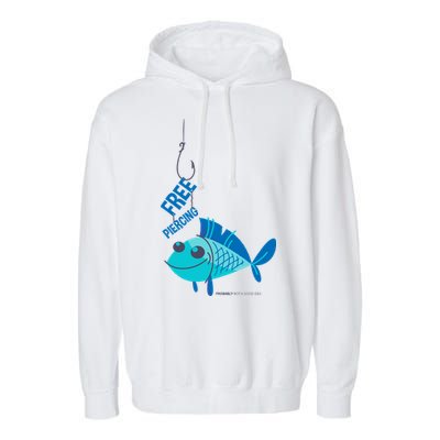 Funny Fish Free Piercing Garment-Dyed Fleece Hoodie