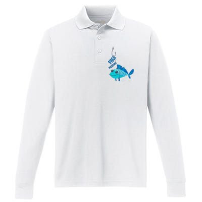 Funny Fish Free Piercing Performance Long Sleeve Polo