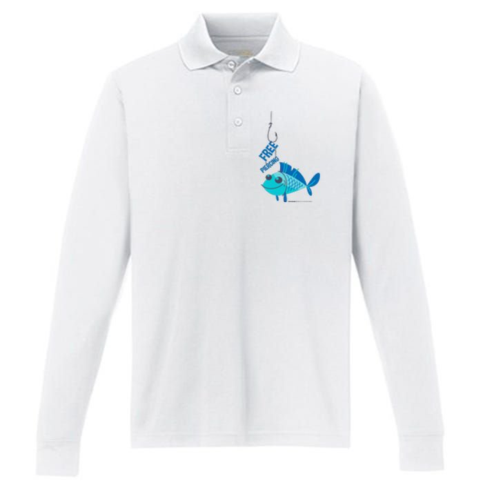 Funny Fish Free Piercing Performance Long Sleeve Polo