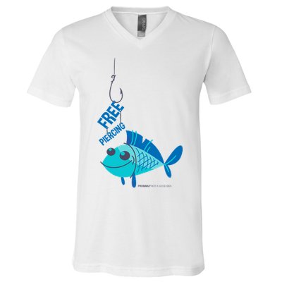 Funny Fish Free Piercing V-Neck T-Shirt