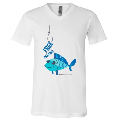 Funny Fish Free Piercing V-Neck T-Shirt