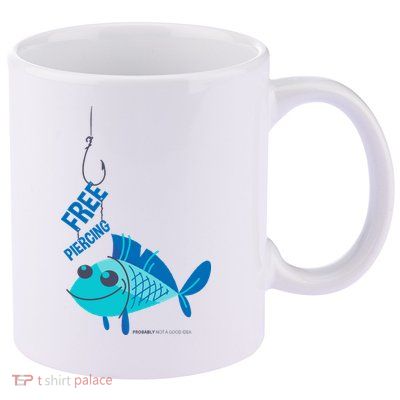 Funny Fish Free Piercing 11oz C Handle Ceramic Mug