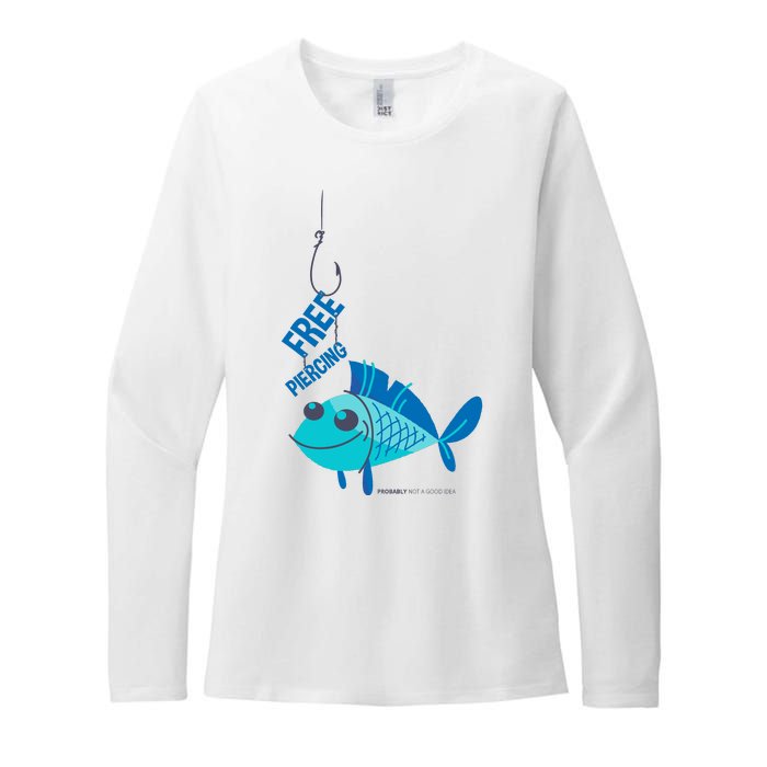 Funny Fish Free Piercing Womens CVC Long Sleeve Shirt