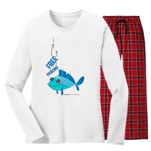 Funny Fish Free Piercing Women's Long Sleeve Flannel Pajama Set 