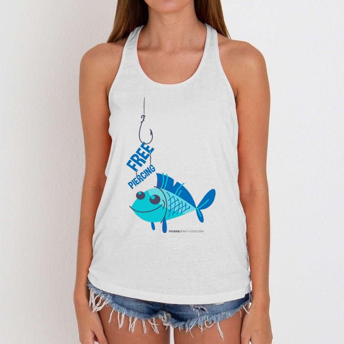 Funny Fish Free Piercing Women's Knotted Racerback Tank