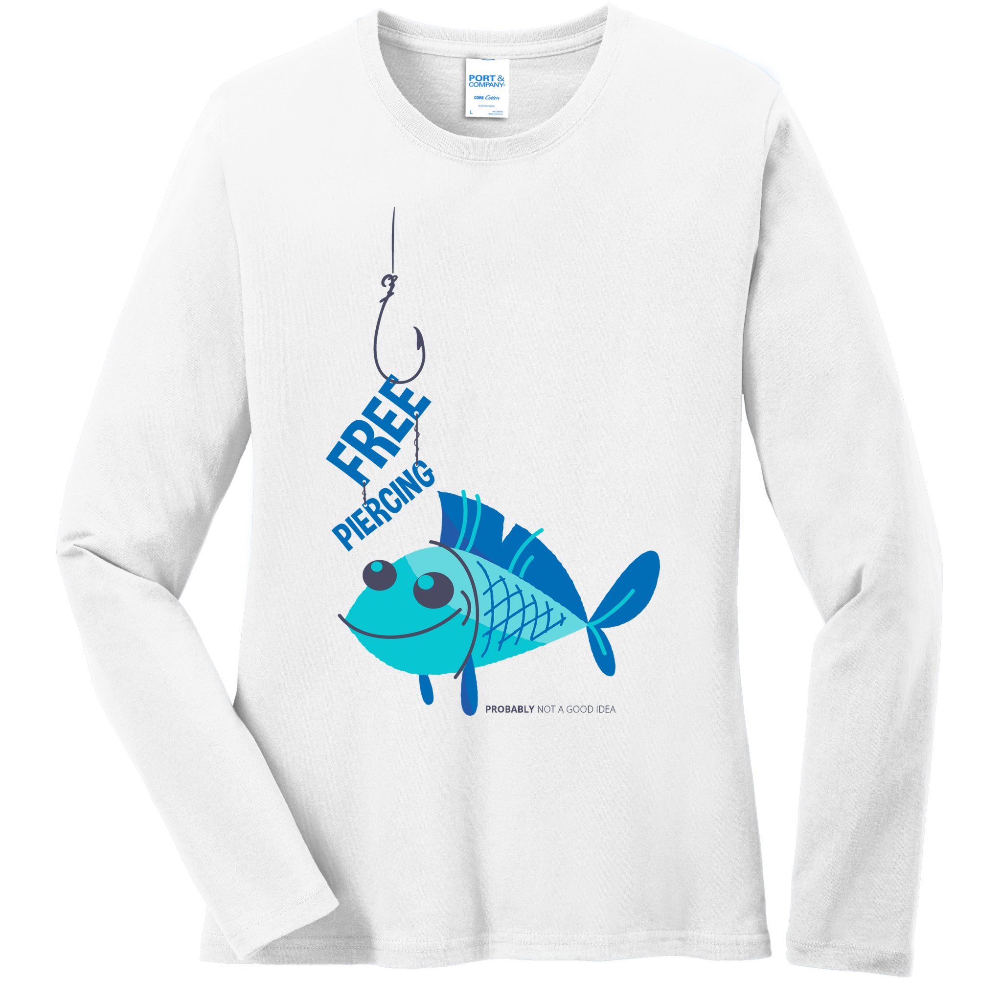 Funny Fish Free Piercing Ladies Long Sleeve Shirt