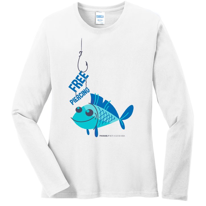 Funny Fish Free Piercing Ladies Long Sleeve Shirt