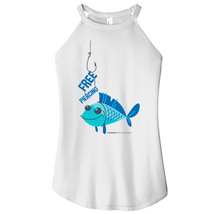 Funny Fish Free Piercing Women's Perfect Tri Rocker Tank