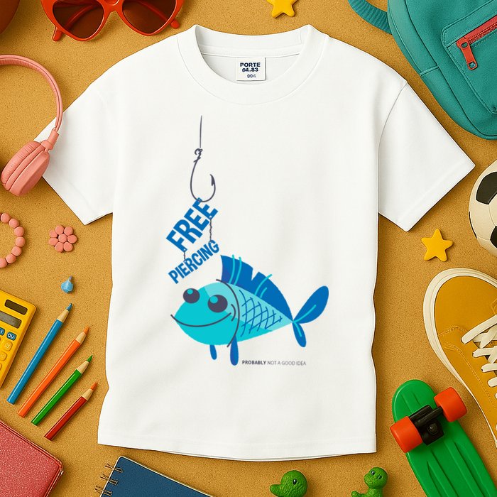 Funny Fish Free Piercing Kids T-Shirt
