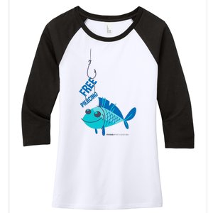 Funny Fish Free Piercing Women's Tri-Blend 3/4-Sleeve Raglan Shirt