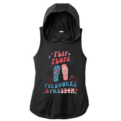 Flip Flops Fireworks & Freedom 4th Of July Ladies PosiCharge Tri-Blend Wicking Draft Hoodie Tank