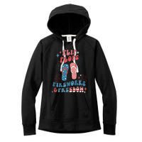 Flip Flops Fireworks & Freedom 4th Of July Women's Fleece Hoodie