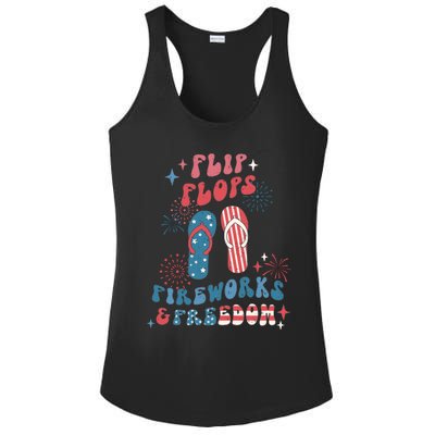 Flip Flops Fireworks & Freedom 4th Of July Ladies PosiCharge Competitor Racerback Tank