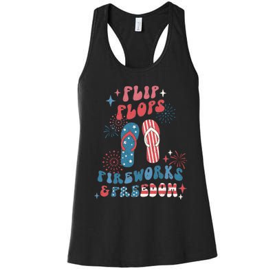 Flip Flops Fireworks & Freedom 4th Of July Women's Racerback Tank