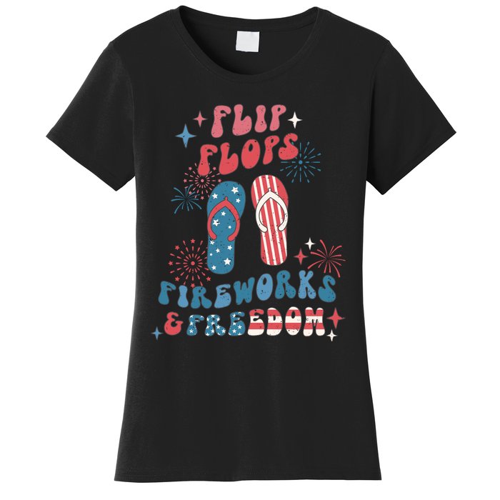 Flip Flops Fireworks & Freedom 4th Of July Women's T-Shirt