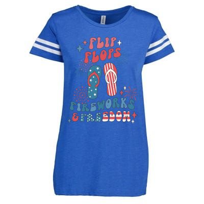 Flip Flops Fireworks & Freedom 4th Of July Enza Ladies Jersey Football T-Shirt