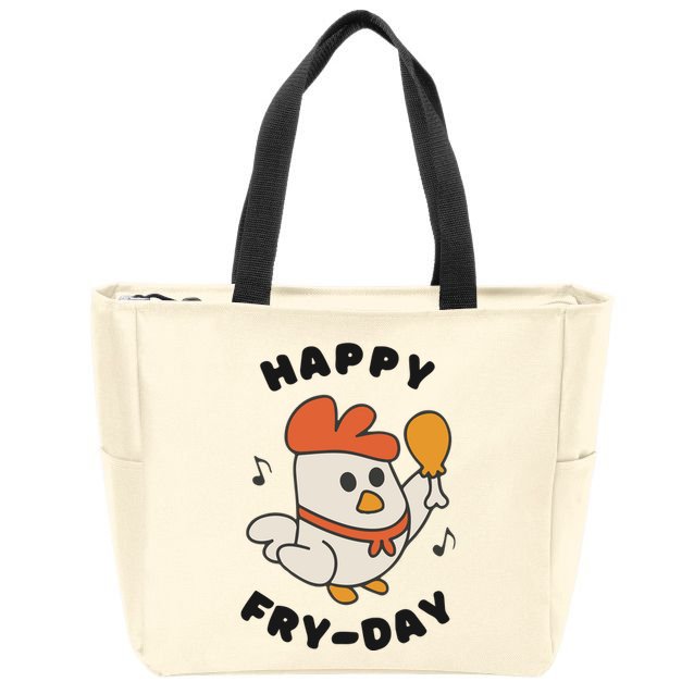 Funny Friday Fried Chicken Zip Tote Bag