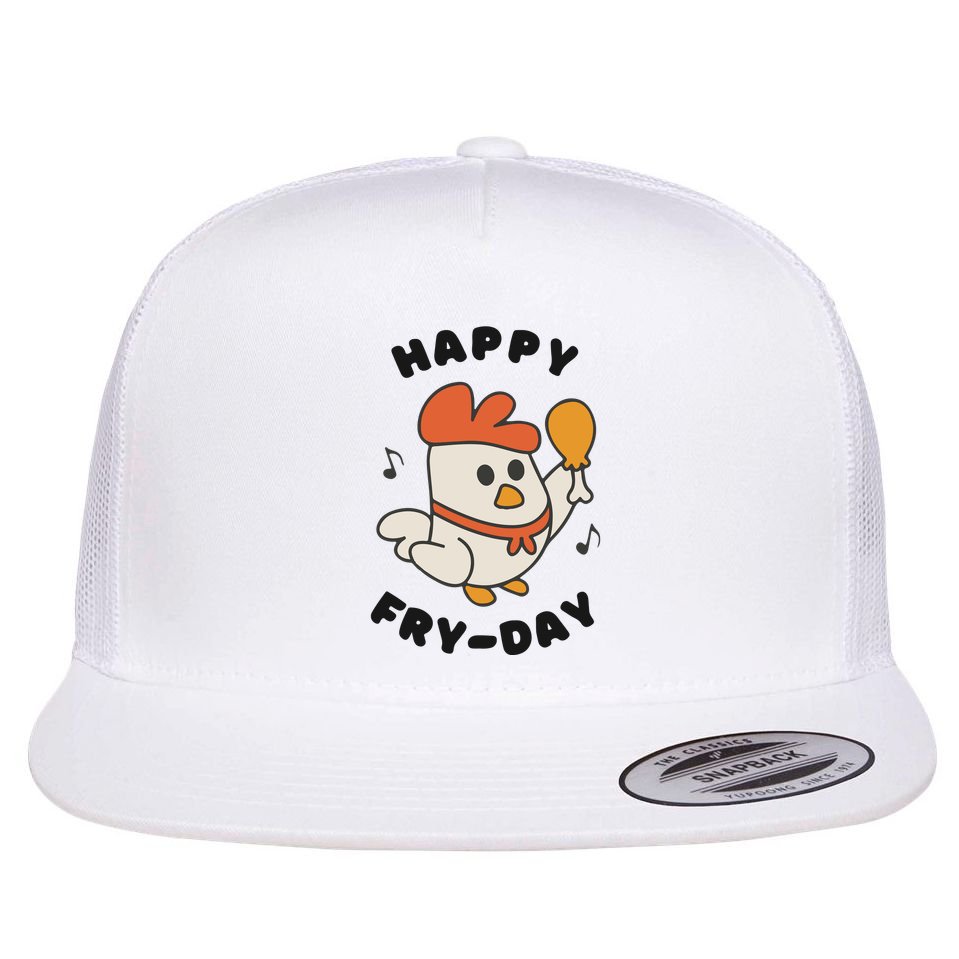 Funny Friday Fried Chicken Flat Bill Trucker Hat