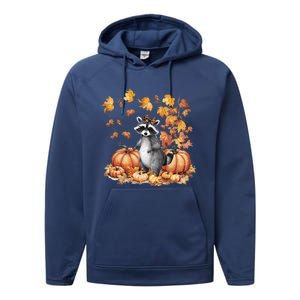 Feral Fall For Raccoon And Pumpkin Spice Lovers Performance Fleece Hoodie