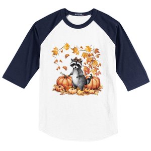 Feral Fall For Raccoon And Pumpkin Spice Lovers Baseball Sleeve Shirt