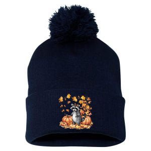 Feral Fall For Raccoon And Pumpkin Spice Lovers Pom Pom 12in Knit Beanie