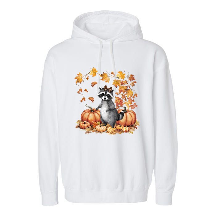 Feral Fall For Raccoon And Pumpkin Spice Lovers Garment-Dyed Fleece Hoodie