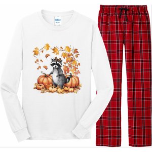 Feral Fall For Raccoon And Pumpkin Spice Lovers Long Sleeve Pajama Set