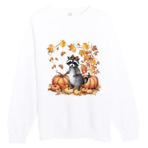 Feral Fall For Raccoon And Pumpkin Spice Lovers Premium Crewneck Sweatshirt