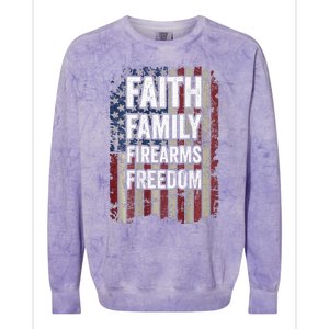 Faith Family Firearms & Freedom - Pro God Guns USA (ON BACK) Colorblast Crewneck Sweatshirt