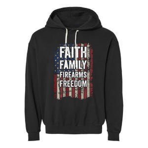 Faith Family Firearms & Freedom - Pro God Guns USA (ON BACK) Garment-Dyed Fleece Hoodie