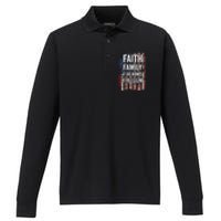 Faith Family Firearms & Freedom - Pro God Guns USA (ON BACK) Performance Long Sleeve Polo